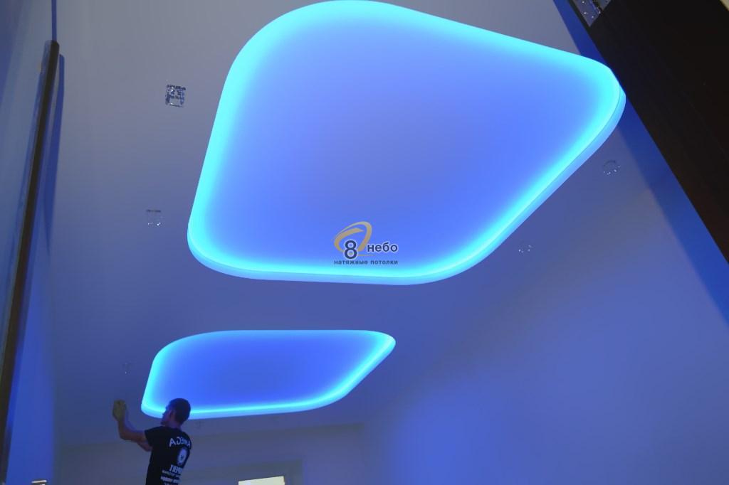 Натяжной потолок с LED подсветкой 10 м2